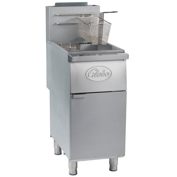 Globe GFF35G Natural Gas 35-40 lb. Stainless Steel Floor Fryer