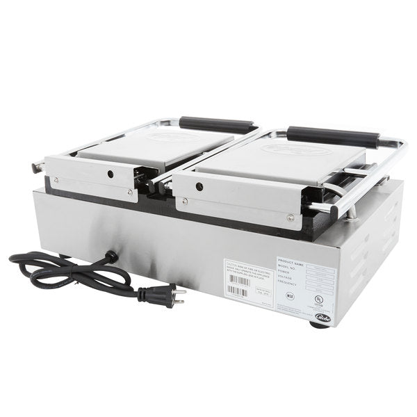 Globe GSGDUE10 Bistro Series Double Sandwich Grill with Smooth Plates - 20" x 10" Cooking Surface - 208/240V, 3200W