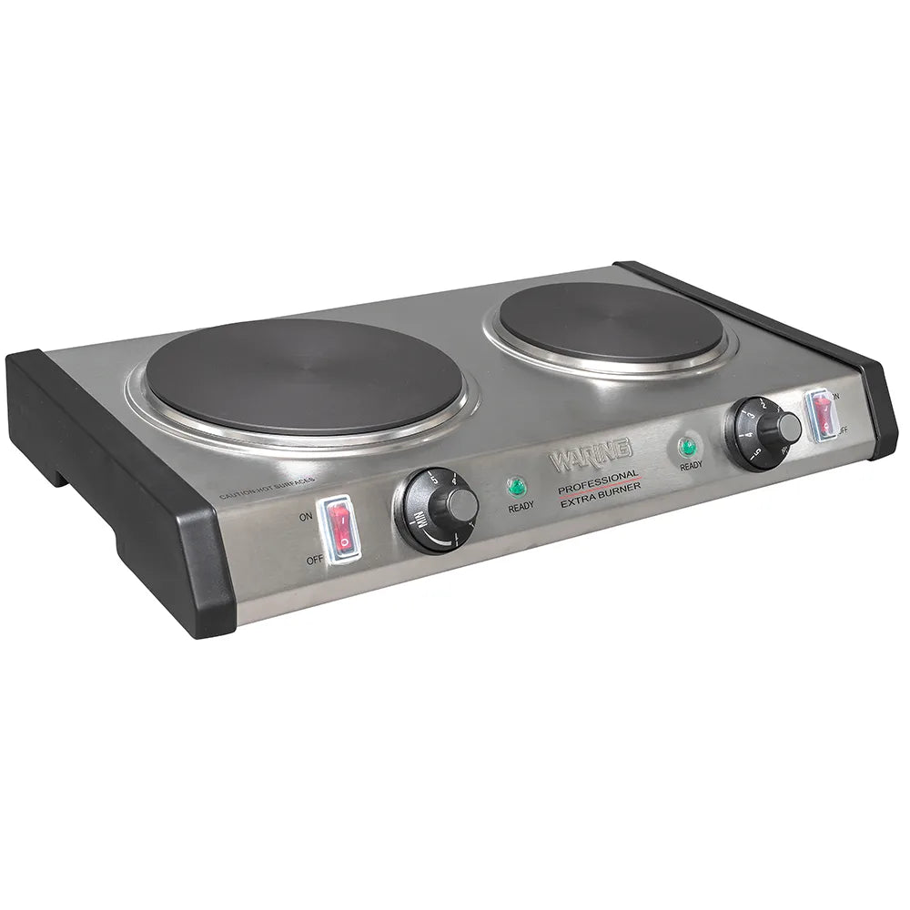 Waring WDB600 Double Burner Solid Top Countertop Range - 1800W