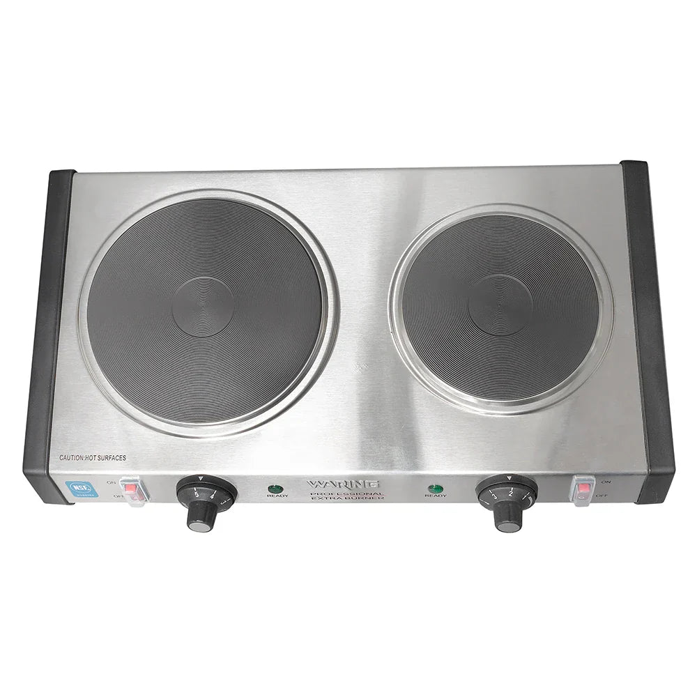 Waring WDB600 Double Burner Solid Top Countertop Range - 1800W