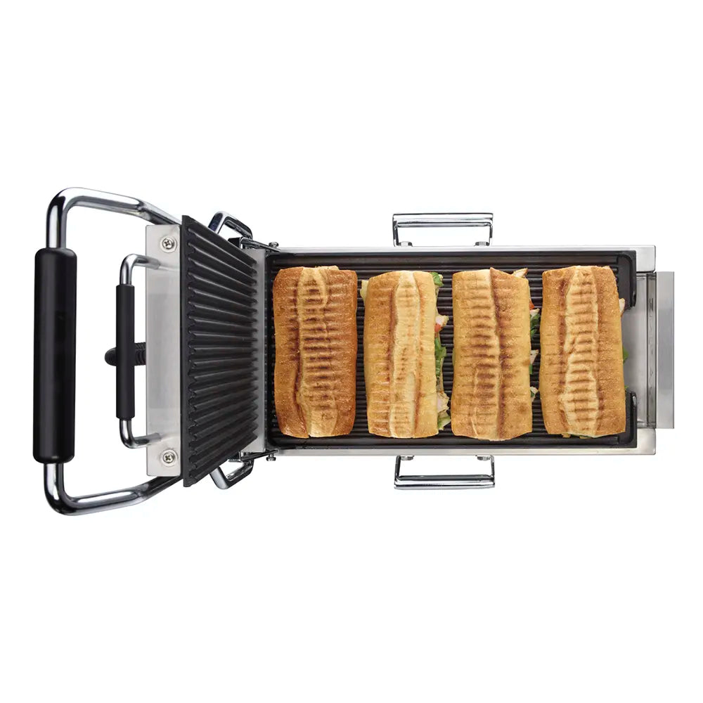 Waring WPG200 Single Commercial Panini Press w/ Cast Iron Grooved Plates, 120v