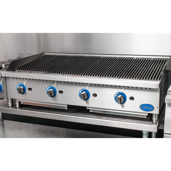 Globe GCB48G-CR 48" Gas Charbroiler with Cast Iron Radiants