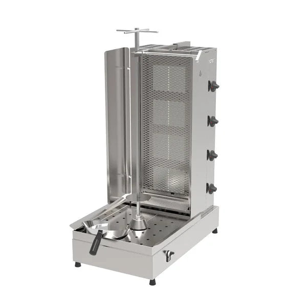 Inoksan PDG114M-NAT Natural Gas Gyro Machine / 4 Double Vertical Broiler with Mesh Shield -132-165 lb. Capacity