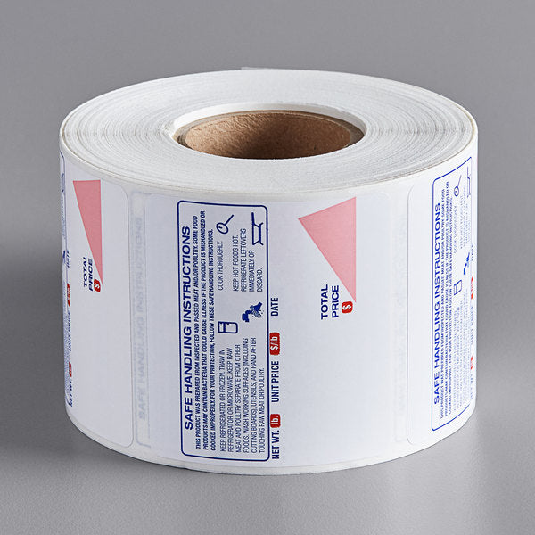 Globe E12 2 1/2" x 2 5/16" White Safe Handling Pre-Printed Equivalent Permanent Direct Thermal Label 12 Rolls - 625/Roll