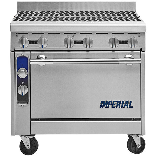 Imperial IHR-4-C-NG Spec Series 36" 4 Burner Heavy Duty Natural Gas Range w/ Convection Oven