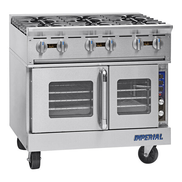Imperial Range Pro Series IR-6-P 36" Natural Gas Range with 6 Burners and 1 Provection Oven - 244,000 BTU