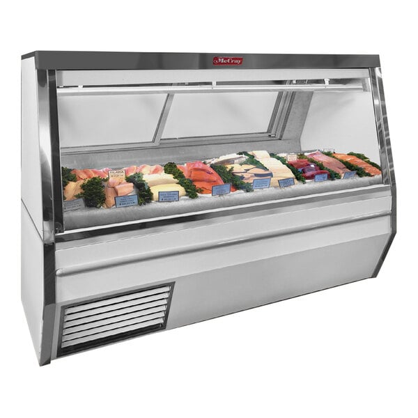 Howard McCray SC-CFS34N-12-LED 34N Series 144" White Double-Duty Refrigerated Fish and Poultry Case - 115V