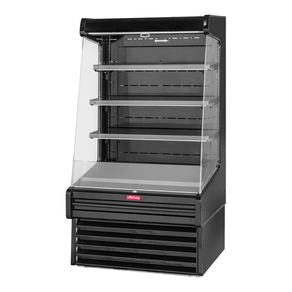 Howard McCray SC-OD30E-3-B-LED 30E Series 39" Black 3-Shelf Vertical Open Air Curtain Dairy Merchandiser - 115V