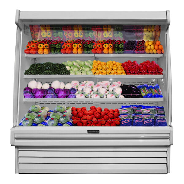 Howard McCray SC-OP35E-5S-LED 35E Series 63" White 3-Shelf Vertical Open Air Curtain Produce Merchandiser - 115/208-230V