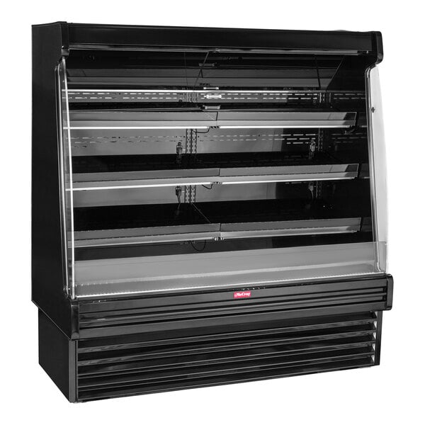 Howard McCray SC-OP35E-8S-B-LED 35E Series 99" Black 3-Shelf Horizontal Open Air Curtain Produce Merchandiser - 115/208-230V