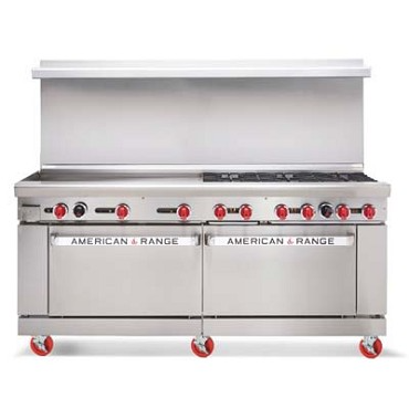 American Range AR-36G-6B 72" 6 Burner Gas Range with 36" Griddle (2) Standard Ovens - LP