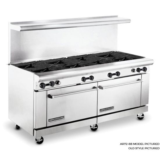 American Range AR-72-8WB 72" 8 Wide Burner Gas Range with (2) Standard Ovens - LP