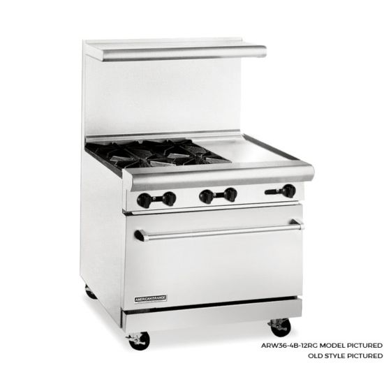 American Range ARW36-4B-12RG 36" 4 Burner Gas Range with 12" Right Griddle and Wide Standard Oven - LP