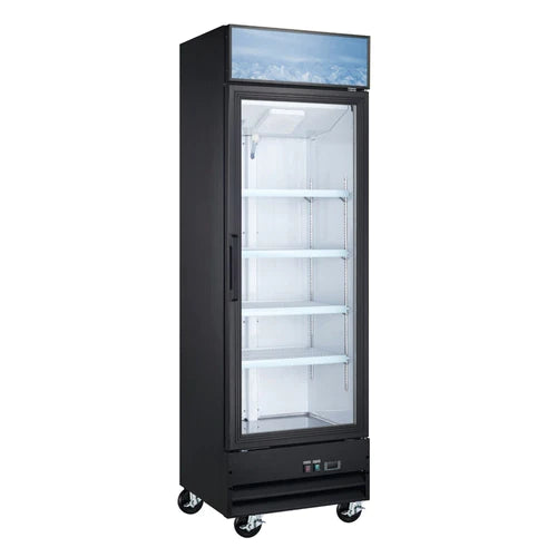 Coldline D12-B 27” Single Glass Swing Door Merchandiser Freezer - Black