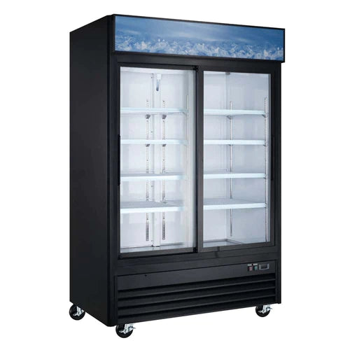 Coldline G53S-B 53” Double Sliding Glass Door Merchandising Refrigerator - Black