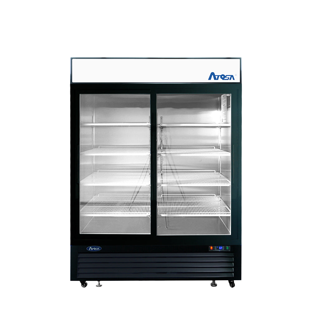 Atosa MCF8727GR Bottom Mount Two Glass Sliding Door Refrigerator - Black
