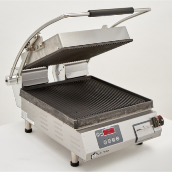 Pro-Max PGT14IE 14″ Two-Sided Panini Grill – Grooved Iron Platens – Electronic Temp Control and Timer