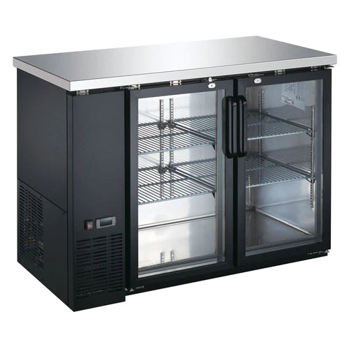Coldline CBB-48G 48" Black Counter Height Narrow Glass Door Back Bar Refrigerator