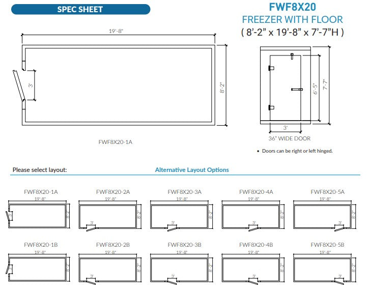 Astra AFWF8X20-TM | 8 x 20 Walk-In Freezer with Floor and Top-Mount Refrigeration