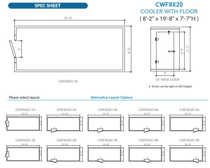 Astra CWF8X20-RM | 8 x 20 Walk-In Cooler with Floor and Remote Refrigeration