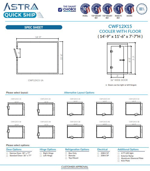 Astra CWF12X15 | 12 x 15 Walk-In Cooler With Floor