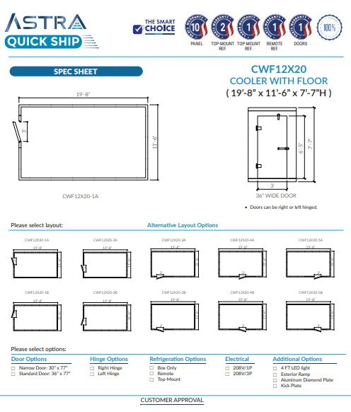 Astra CWF12X20 | 12 x 20 Walk-In Cooler With Floor