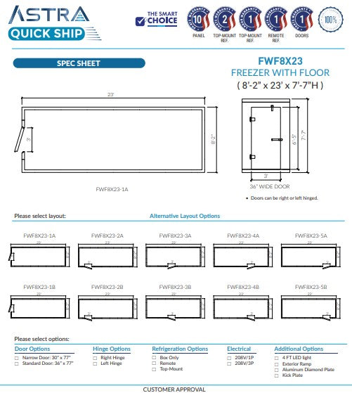 Astra AFWF8X23 | 8 x 23 Walk-In Freezer with Floor