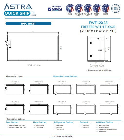 Astra AFWF12X23 | 12 x 23 Walk-In Freezer With Floor