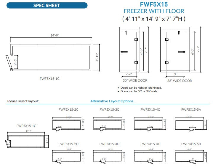 Astra AFWF5X15-RM | 5 x 15 Walk-In Freezer with Floor and Remote Refrigeration