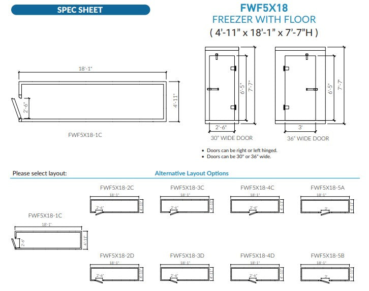 Astra AFWF5X18-TM | 5 x 18 Walk-In Freezer with Floor and Top-Mount Refrigeration