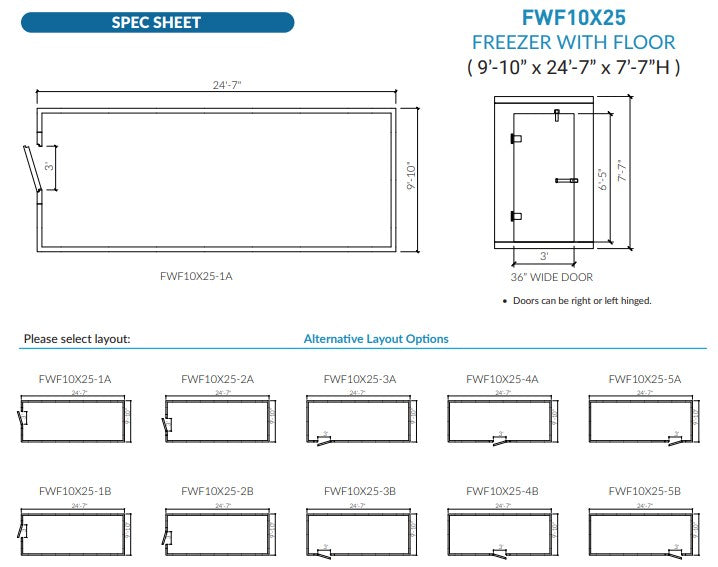 Astra AFWF10X25-RM | 10 x 25 Walk-In Freezer with Floor and Remote Refrigeration