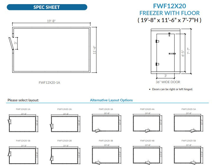 Astra AFWF12X20-RM | 12 x 20 Walk-In Freezer with Floor and Remote Refrigeration
