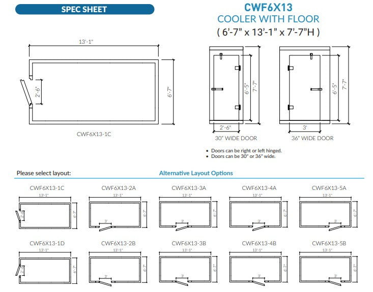 Astra CWF6X13-RM | 6 x 13 Walk-In Cooler with Floor and Remote Refrigeration