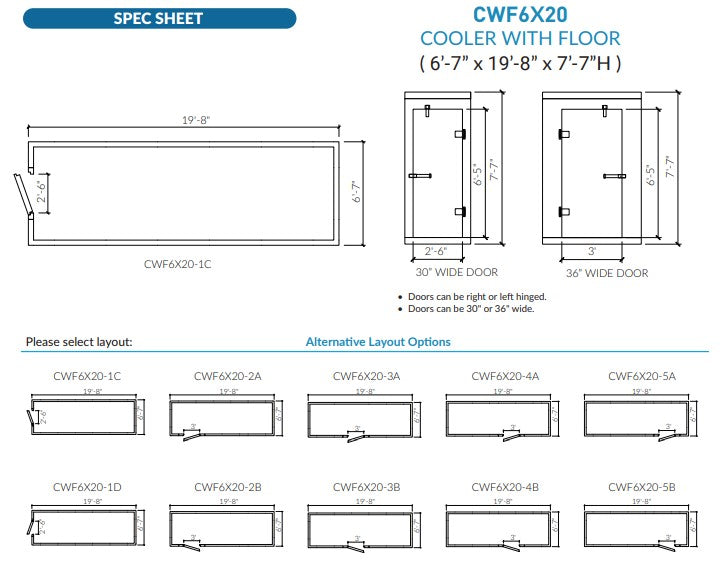 Astra CWF6X20-RM | 6 x 20 Walk-In Cooler with Floor and Remote Refrigeration