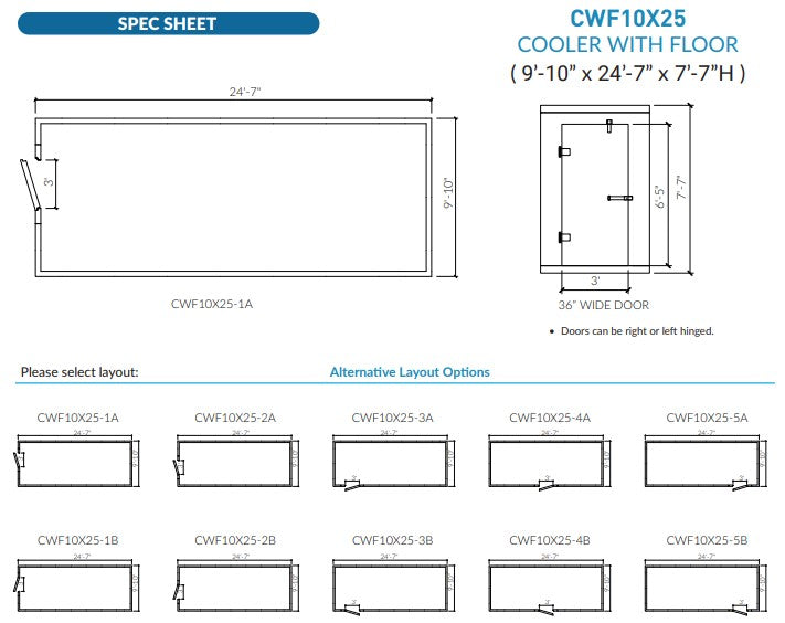 Astra CWF10X25-RM | 10 x 25 Walk-In Cooler with Floor and Remote Refrigeration