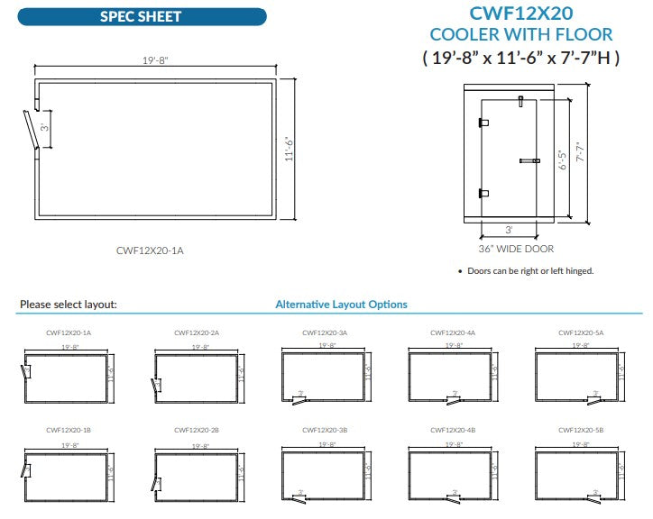 Astra CWF12X20-RM | 12 x 20 Walk-In Cooler with Floor and Remote Refrigeration