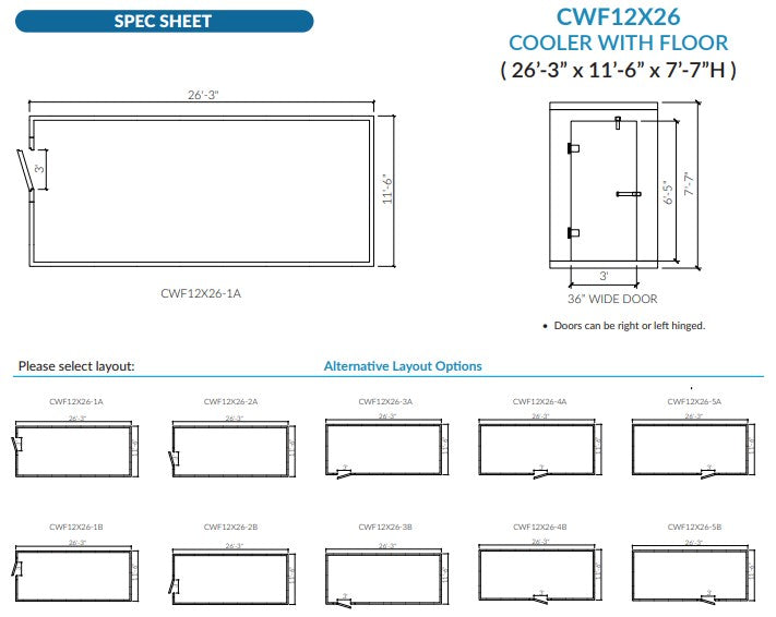 Astra CWF12X26-RM | 12 x 26 Walk-In Cooler with Floor and Remote Refrigeration