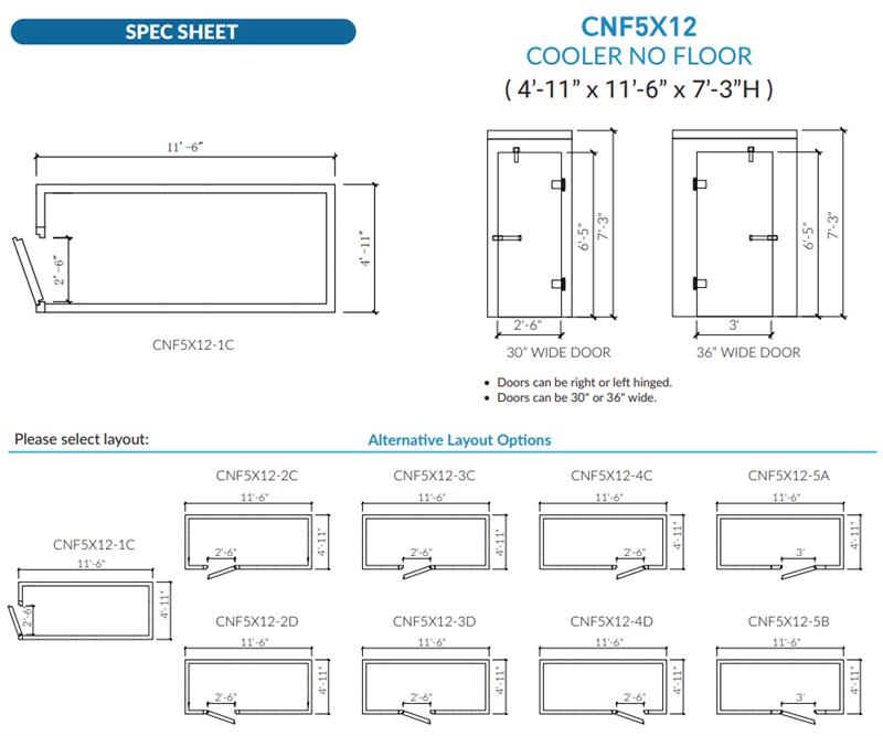 Astra CNF5X12-TM | 5 x 12 Walk-In Cooler Without Floor With Top-Mount Refrigeration
