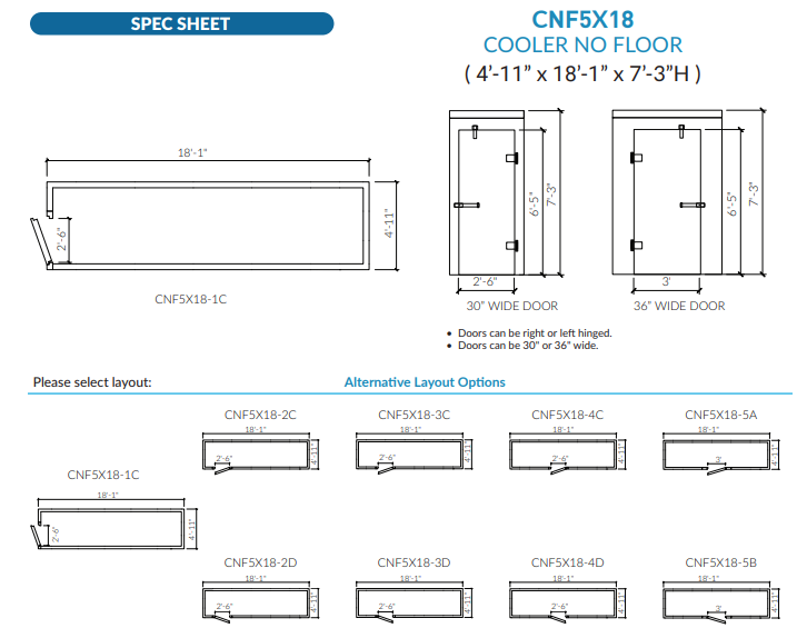 Astra CNF5X18-TM | 5 x 18 Walk-In Cooler Without Floor With Top-Mount Refrigeration