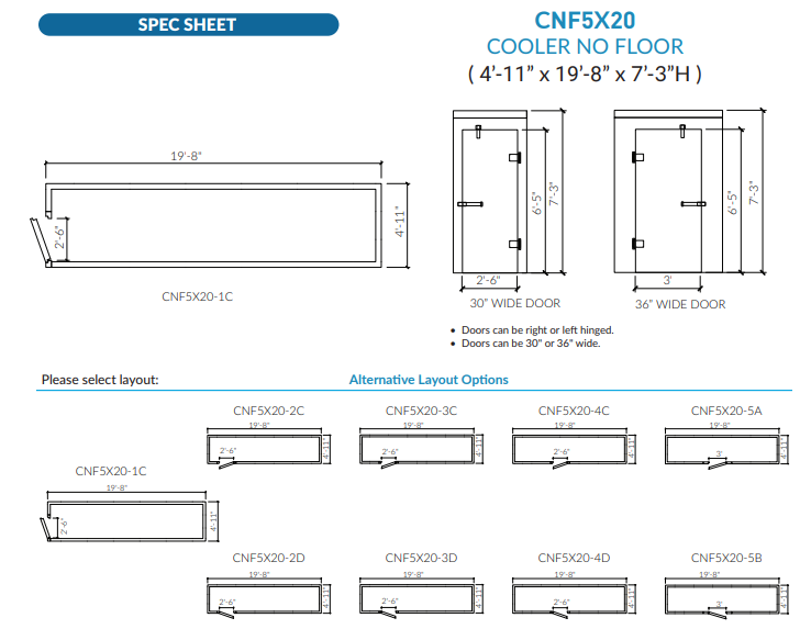 Astra CNF5X20-RM | 5 x 20 Walk-In Cooler Without Floor With Remote Refrigeration