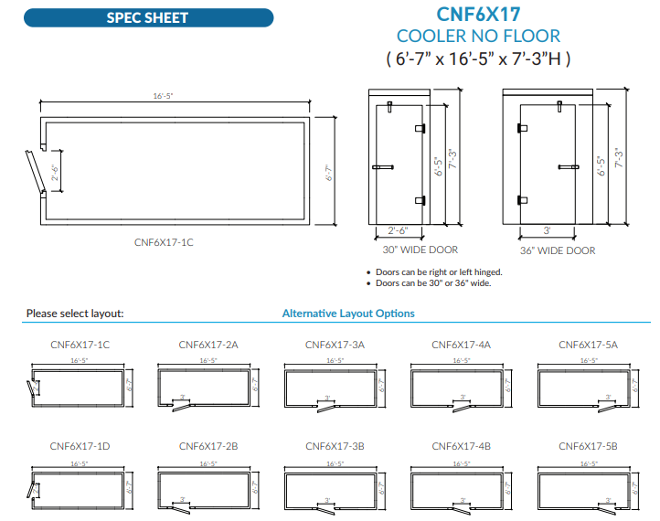 Astra CNF6X17-TM | 6 x 17 Walk-In Cooler Without Floor With Top-Mount Refrigeration