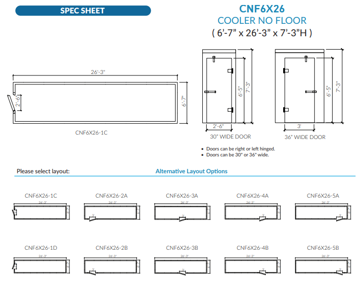 Astra CNF6X26-TM | 6 x 26 Walk-In Cooler Without Floor With Top-Mount Refrigeration