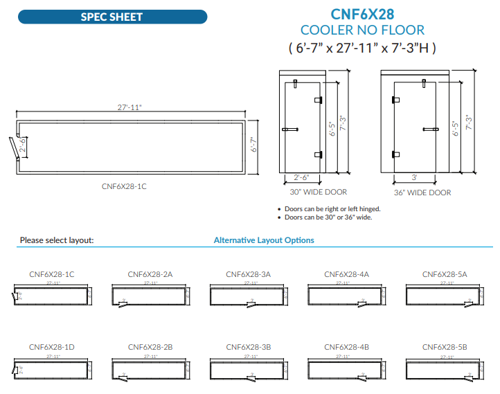 Astra CNF6X28-RM | 6 x 28 Walk-In Cooler Without Floor With Remote Refrigeration