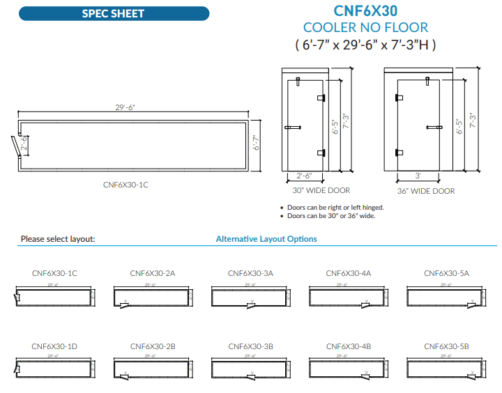 Astra CNF6X30-TM | 6 x 30 Walk-In Cooler Without Floor With Top-Mount Refrigeration