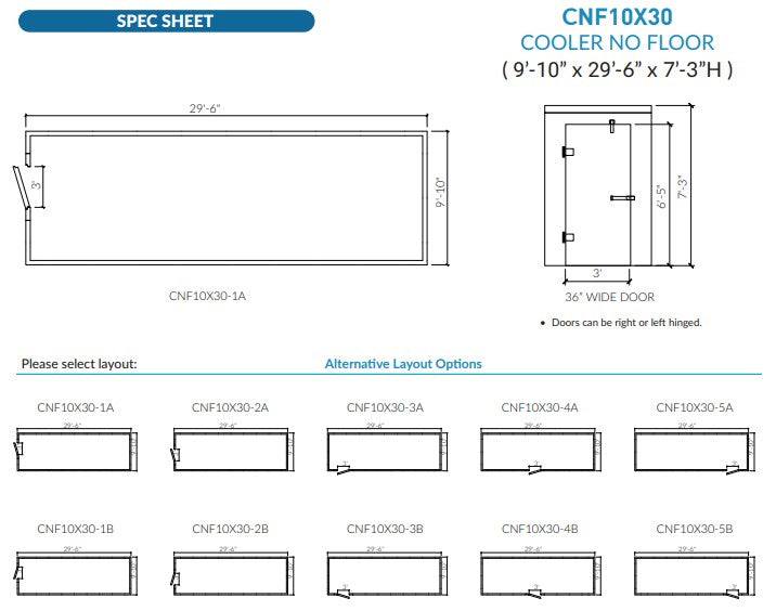 Astra CNF10X30-RM | 10 x 30 Walk-In Cooler Without Floor With Remote Refrigeration