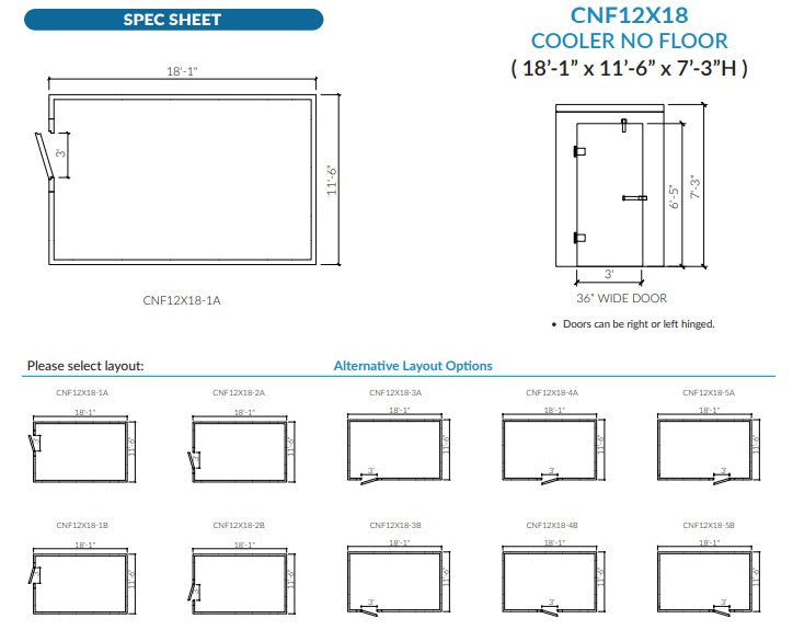 Astra CNF12X18-TM | 12 x 18 Walk-In Cooler Without Floor With Top-Mount Refrigeration