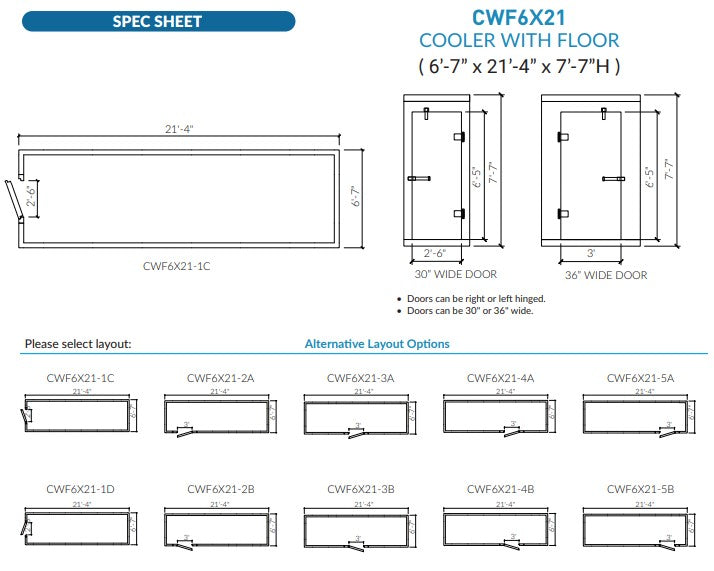 Astra CWF6X21-TM | 6 x 21 Walk-In Cooler With Floor With Top-Mount Refrigeration