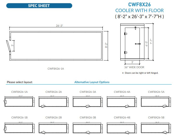 Astra CWF8X26-TM | 8 x 26 Walk-In Cooler With Floor With Top-Mount Refrigeration