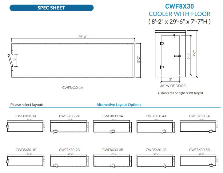 Astra CWF8X30-TM | 8 x 30 Walk-In Cooler With Floor With Top-Mount Refrigeration