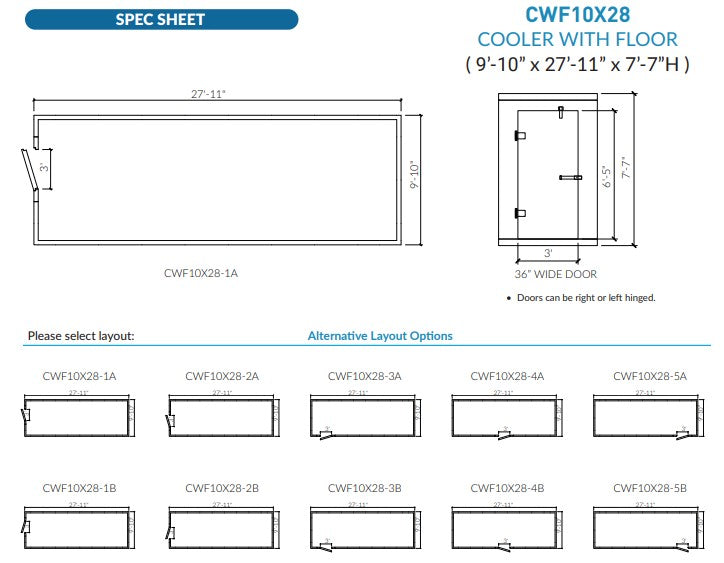 Astra CWF10X28-TM | 10 x 28 Walk-In Cooler With Floor With Top-Mount Refrigeration
